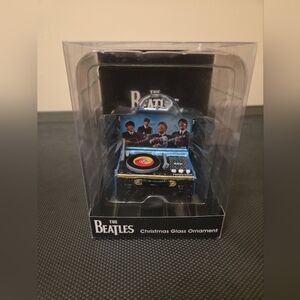 Beatles Blue Record Player Christmas Glass  Ornament 2017